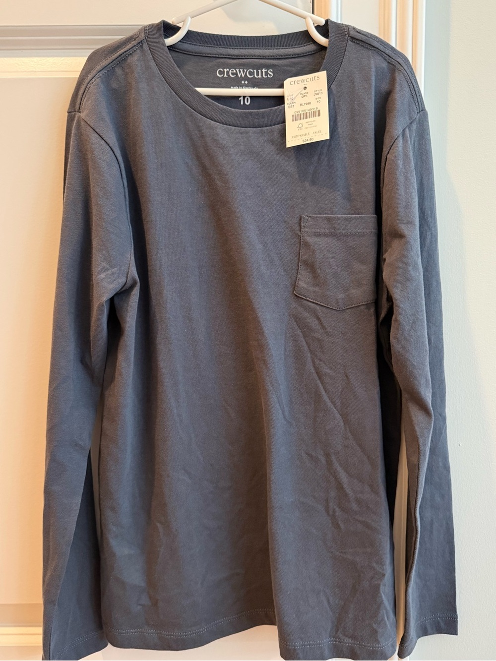 Crewcuts long-sleeve pocket tee in gray